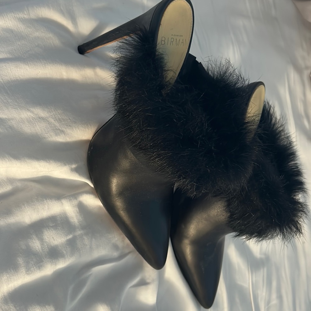 Alexandre Birman fur trim mules size 38
